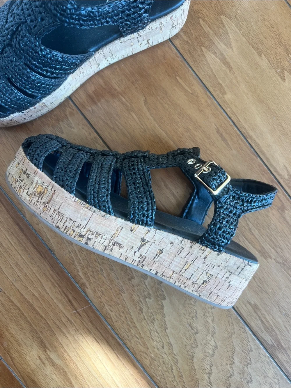 Silent D Black Woven Slingback Sandals